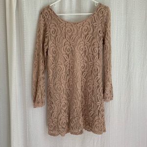 Blush pink lace dress